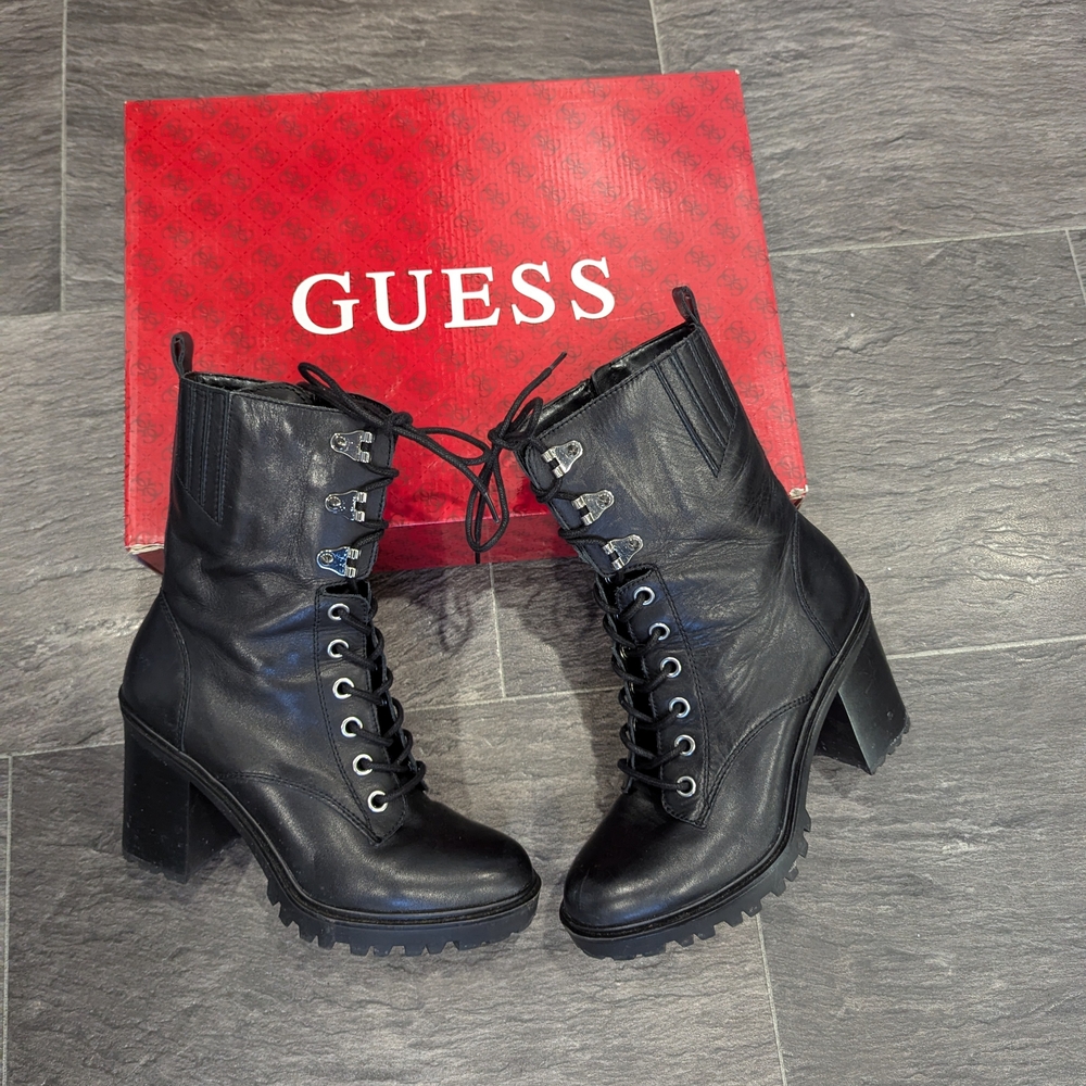 GUESS Black Lace-Up Women's Boots